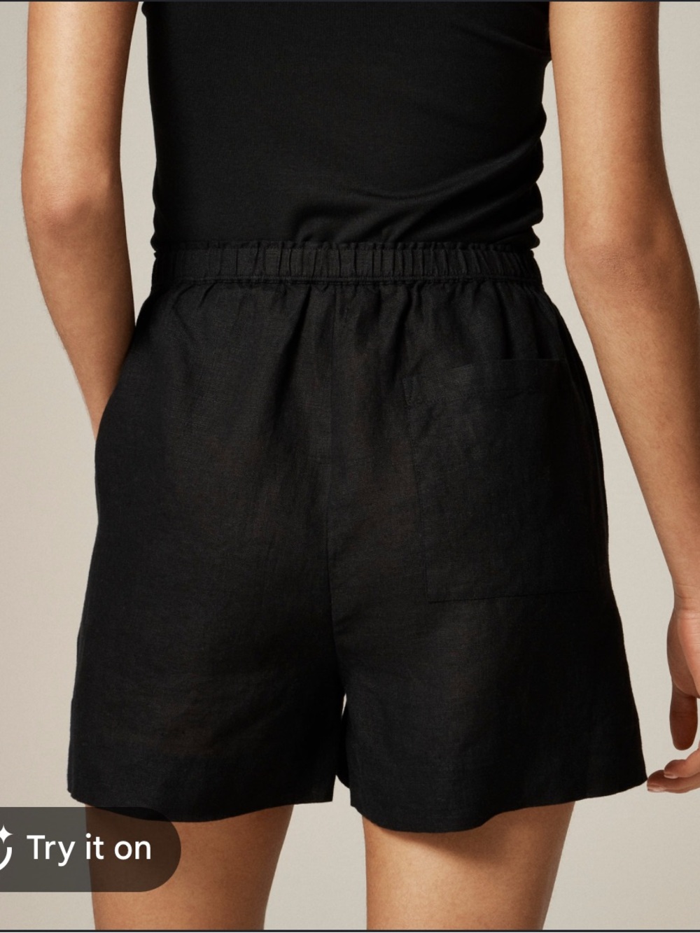 J. Crew Stratus 3” length Black High-Waist Linen Pull-On Shorts 2X new with tags